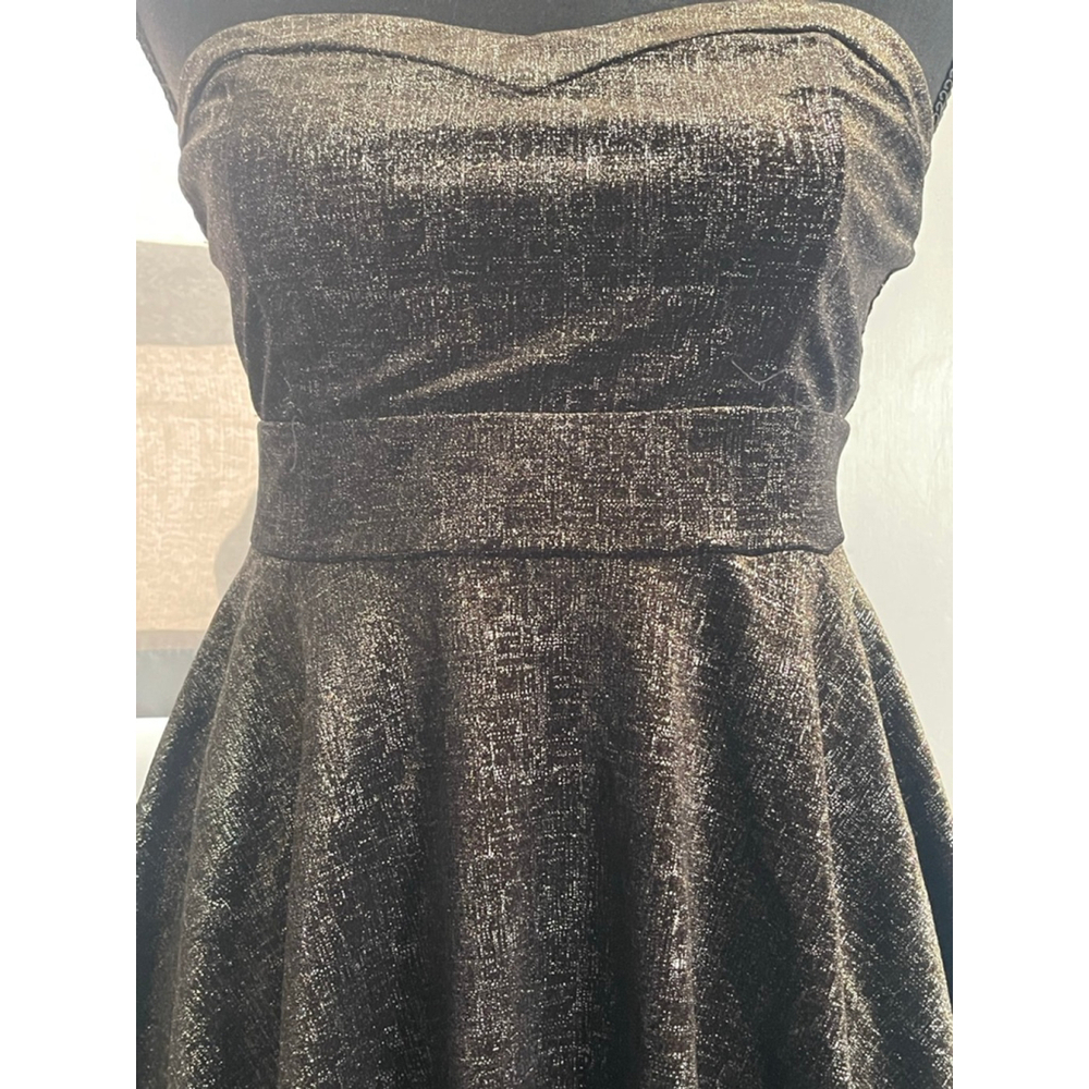 Free People Black Velvet Metallic Gold Silver Shimmer Dress Small NWT - Picture 2 of 12